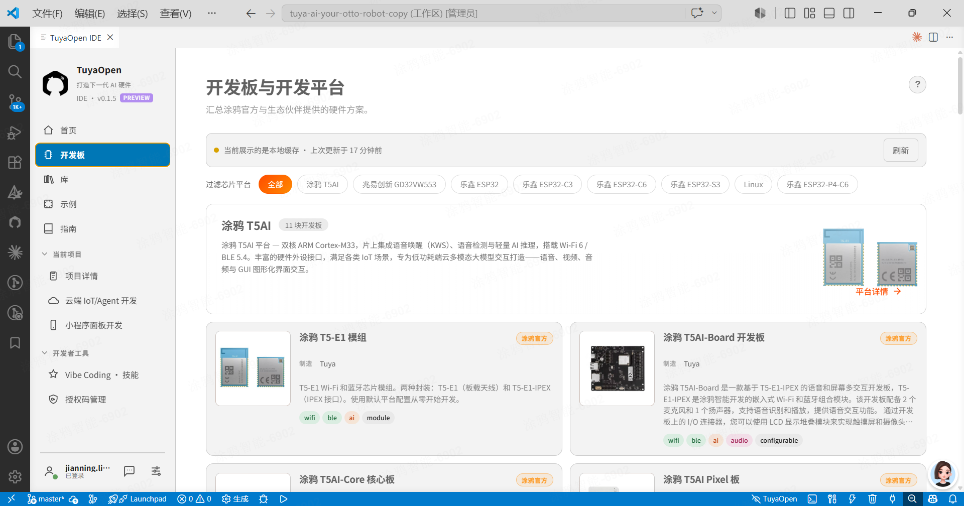 IDE 活动栏中的开发板图标